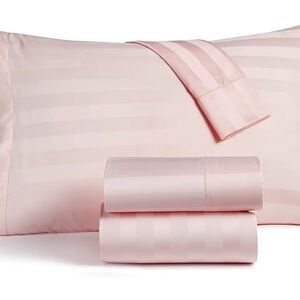 CHARTER CLUB DAMASK STRIPE 400 TC FULL SHEET SET~100% COTTON~COTTON CANDY PINK